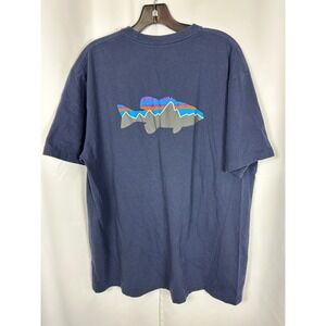 Patagonia Responsibili-Tee Navy Blue Fitz Roy Trout Graphic T-Shirt XL